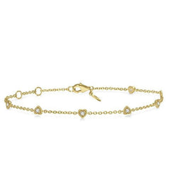 Parkplace Jewelers Heart Shape Diamond Station Chain Bracelet 706C0PPTGYG