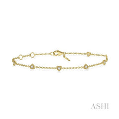 ASHI Heart Shape Diamond Station Chain Bracelet 706C0PPTGYG