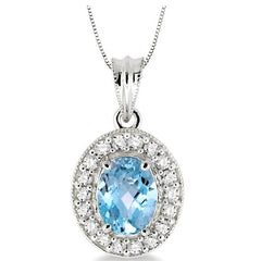 Parkplace Jewelers Oval Shape Gemstone & Halo Diamond Pendant 58215PPFNPDAQWG