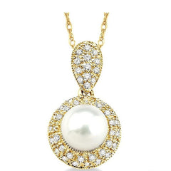 Parkplace Jewelers Pearl & Halo Diamond Pendant 56626PPFSPDYG