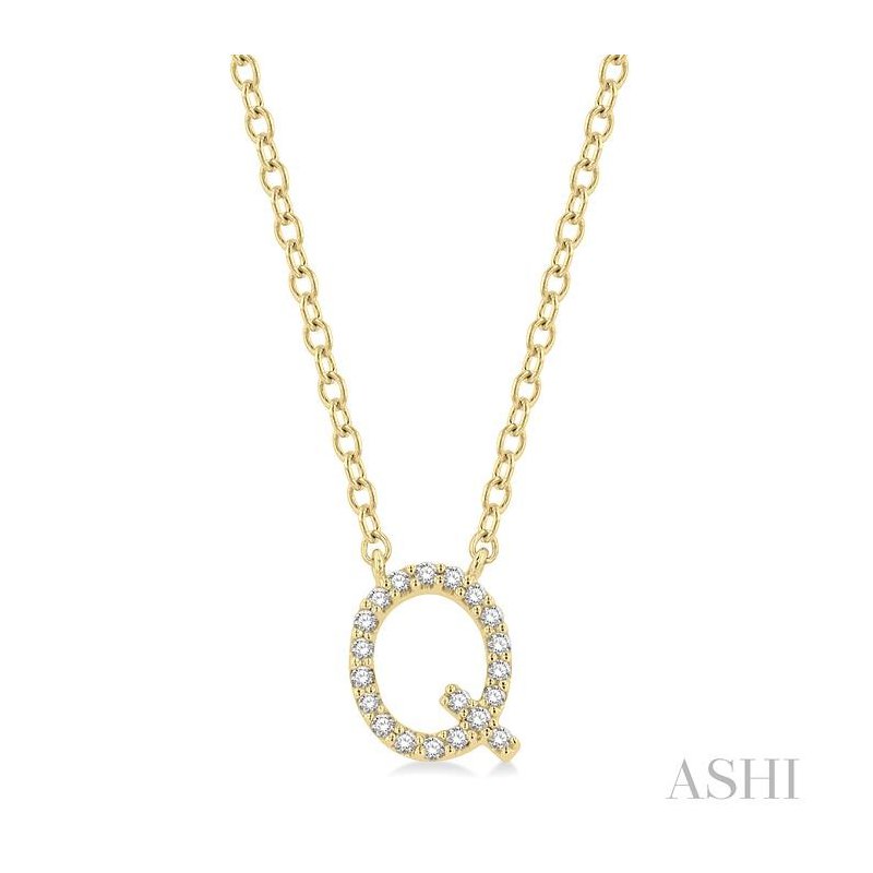 ASHI Block 'Q' Initial Diamond Pendant 912F9PPTSPDYG-Q
