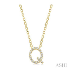 ASHI Block 'Q' Initial Diamond Pendant 912F9PPTSPDYG-Q