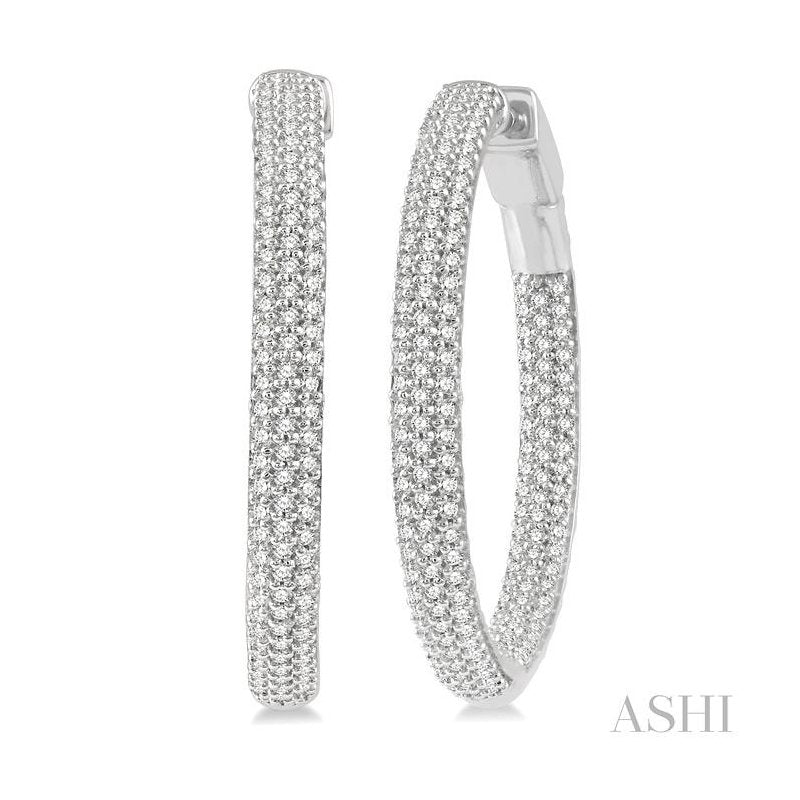 ASHI Pave-Set Inside-Out Diamond Hoop Earrings 627C1PPFHERWG
