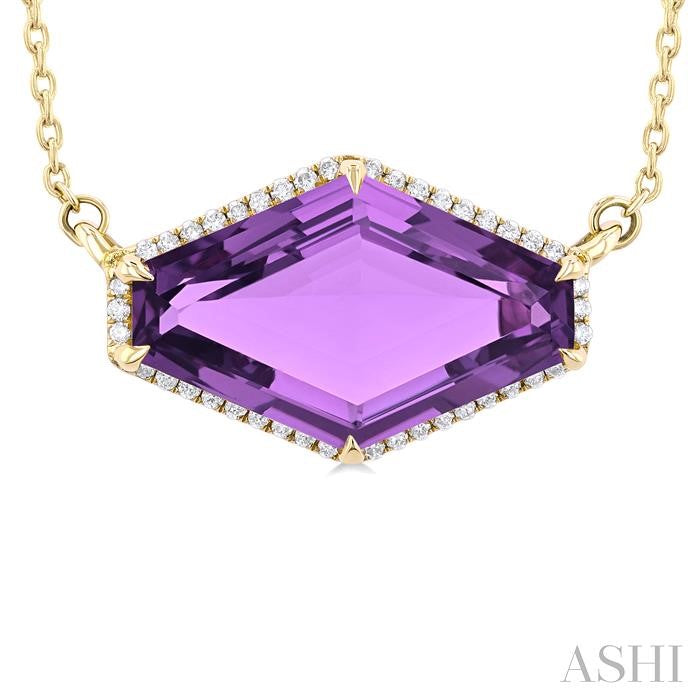 ASHI Hexagon Shape Gemstone & Halo Diamond Pendant 60310PPFHNKAMYG
