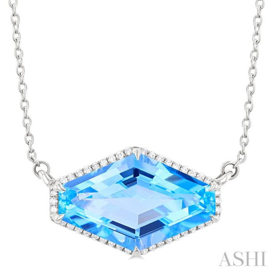 ASHI Hexagon Shape Gemstone & Halo Diamond Pendant 60310PPFHNKBTWG
