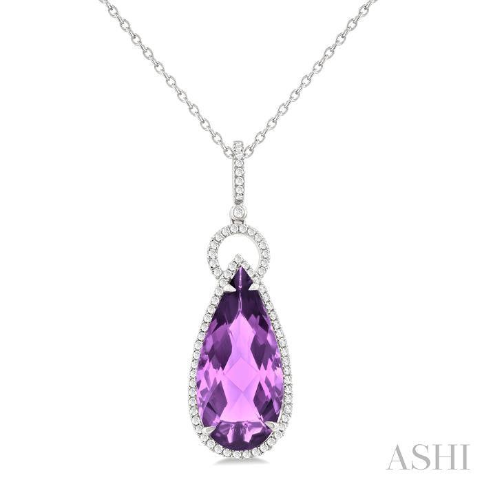 ASHI Pear Shape Gemstone & Halo Diamond Pendant 60325PPFHPDAMWG