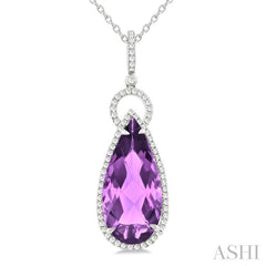 ASHI Pear Shape Gemstone & Halo Diamond Pendant 60325PPFHPDAMWG