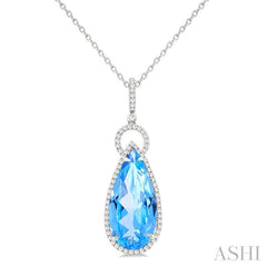 ASHI Pear Shape Gemstone & Halo Diamond Pendant 60325PPFHPDBTWG