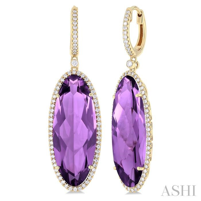 ASHI Oval Shape Gemstone & Halo Diamond Earrings 60333PPFHERAMYG