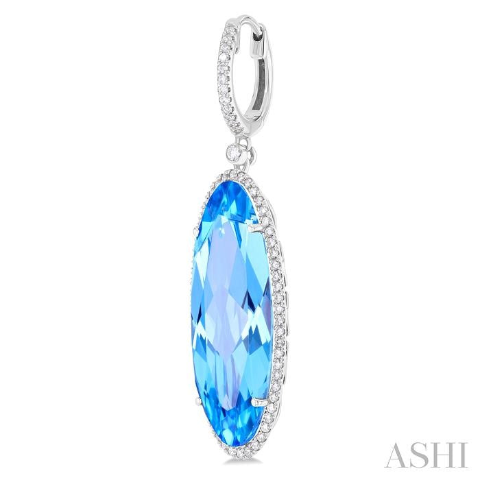 ASHI Oval Shape Gemstone & Halo Diamond Earrings 60333PPFHERBTWG