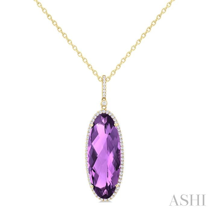 ASHI Oval Shape Gemstone & Halo Diamond Pendant 60335PPFHPDAMYG