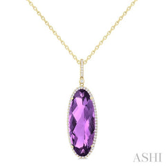 ASHI Oval Shape Gemstone & Halo Diamond Pendant 60335PPFHPDAMYG