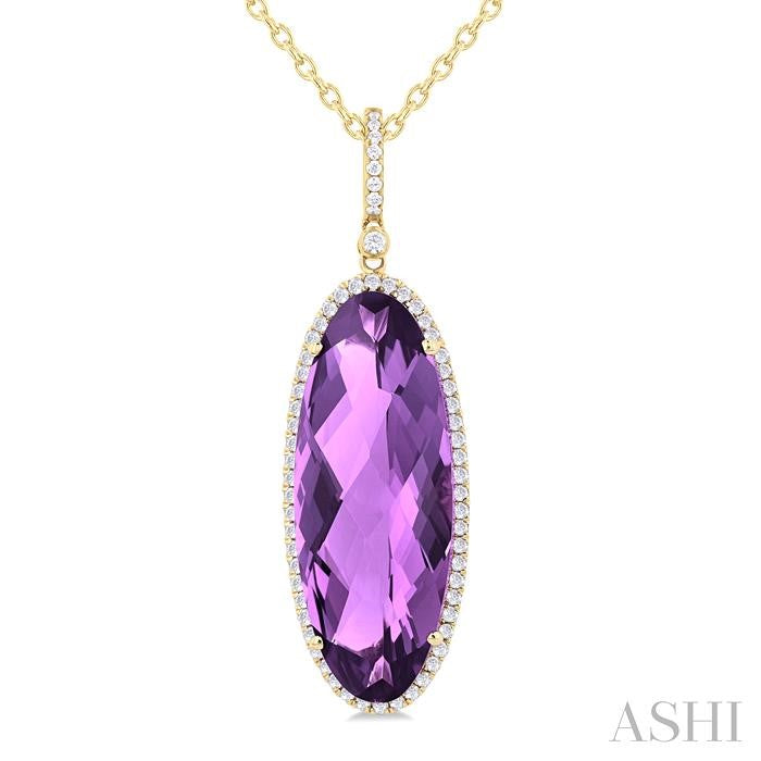 ASHI Oval Shape Gemstone & Halo Diamond Pendant 60335PPFHPDAMYG
