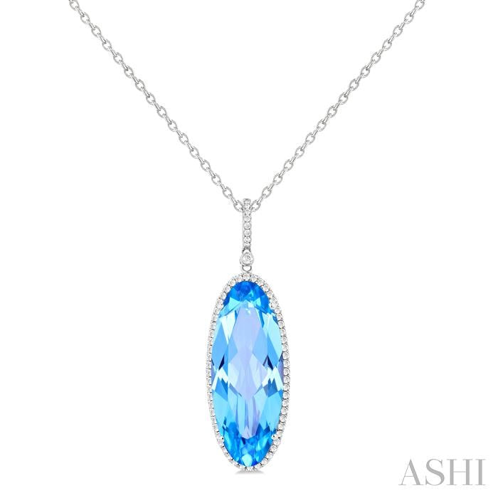 ASHI Oval Shape Gemstone & Halo Diamond Pendant 60335PPFHPDBTWG