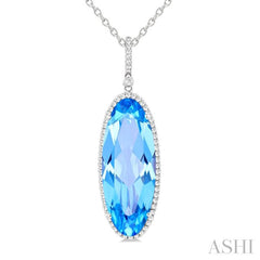 ASHI Oval Shape Gemstone & Halo Diamond Pendant 60335PPFHPDBTWG