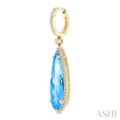 ASHI Pear Shape Gemstone & Halo Diamond Earrings 60344PPFHERBTYG