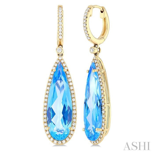 ASHI Pear Shape Gemstone & Halo Diamond Earrings 60344PPFHERBTYG