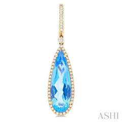 ASHI Pear Shape Gemstone & Halo Diamond Earrings 60344PPFHERBTYG