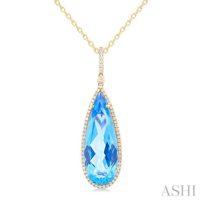 ASHI Pear Shape Gemstone & Halo Diamond Pendant 60346PPFHPDBTYG