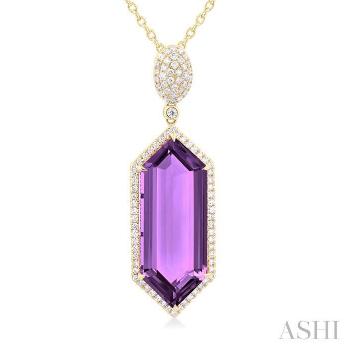 ASHI Hexagon Shape Gemstone & Halo Diamond Pendant 60353PPFHPDAMYG