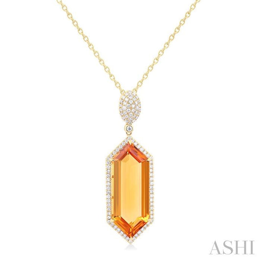 ASHI Hexagon Shape Gemstone & Halo Diamond Pendant 60353PPFHPDCTYG