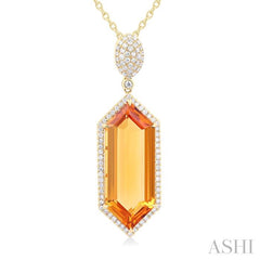 ASHI Hexagon Shape Gemstone & Halo Diamond Pendant 60353PPFHPDCTYG