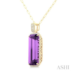 ASHI Emerald Shape Gemstone & Halo Diamond Pendant 60373PPFHPDAMYG