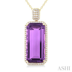 ASHI Emerald Shape Gemstone & Halo Diamond Pendant 60373PPFHPDAMYG