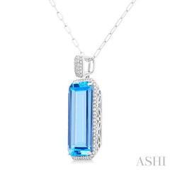 ASHI Emerald Shape Gemstone & Halo Diamond Pendant 60373PPFHPDBTWG