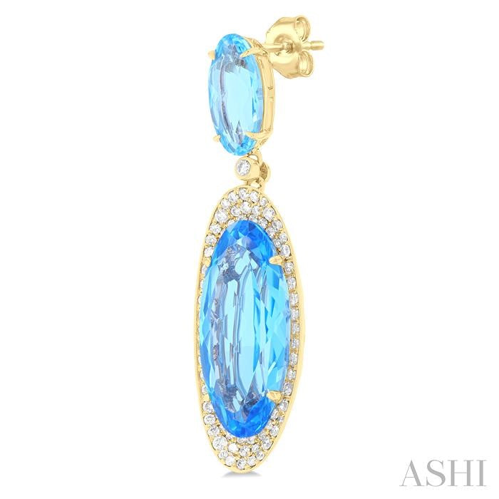 ASHI Oval Shape Gemstone & Halo Diamond Earrings 60382PPFHERBTYG