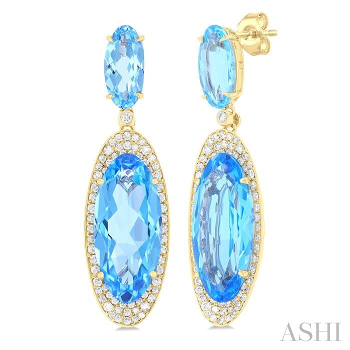 ASHI Oval Shape Gemstone & Halo Diamond Earrings 60382PPFHERBTYG