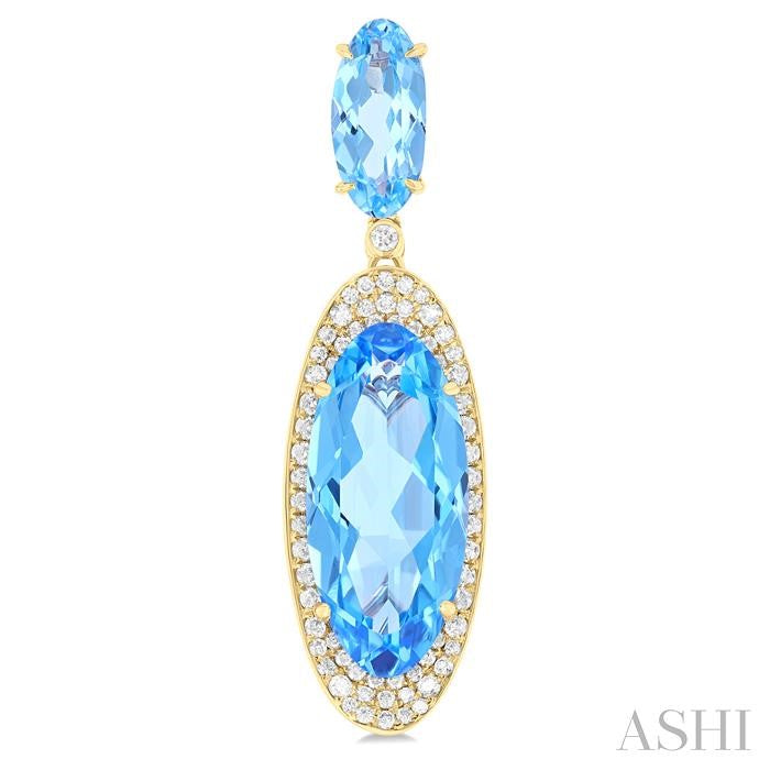 ASHI Oval Shape Gemstone & Halo Diamond Earrings 60382PPFHERBTYG