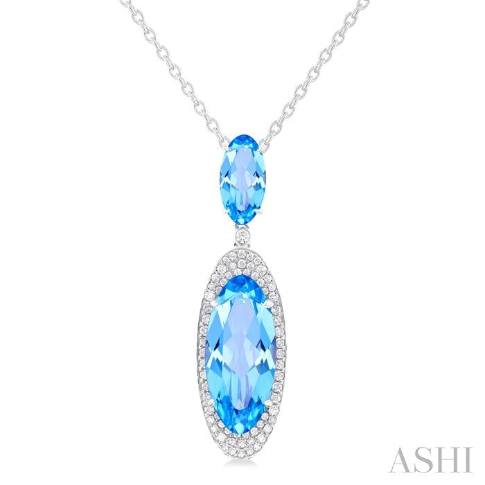 ASHI Oval Shape Gemstone & Halo Diamond Pendant 60385PPFHPDBTWG