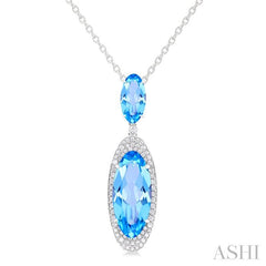 ASHI Oval Shape Gemstone & Halo Diamond Pendant 60385PPFHPDBTWG