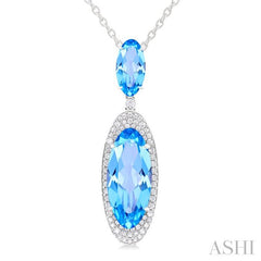 ASHI Oval Shape Gemstone & Halo Diamond Pendant 60385PPFHPDBTWG