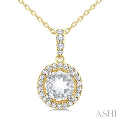 ASHI Round Shape Halo Gemstone Pendant 60428PPFGPDWTYW