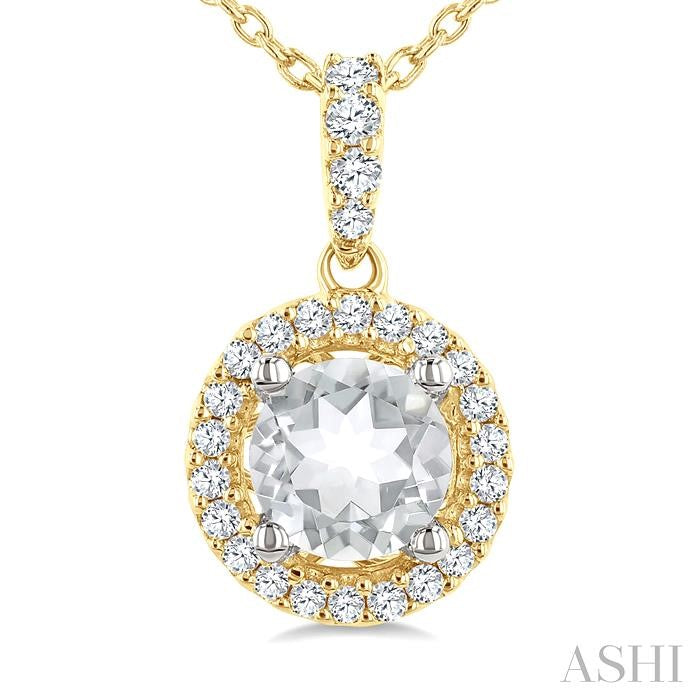 ASHI Round Shape Halo Gemstone Pendant 60428PPFGPDWTYW