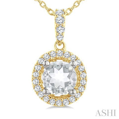 ASHI Round Shape Halo Gemstone Pendant 60428PPFGPDWTYW