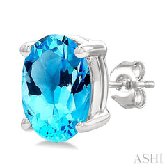 ASHI Oval Shape Gemstone Stud Earrings 60449PPF@ERBTWG-OV