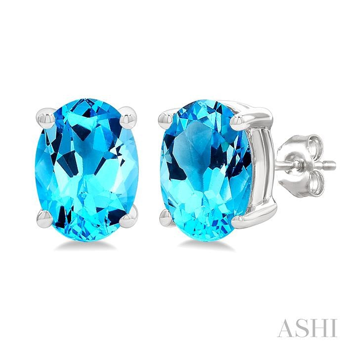 ASHI Oval Shape Gemstone Stud Earrings 60449PPF@ERBTWG-OV