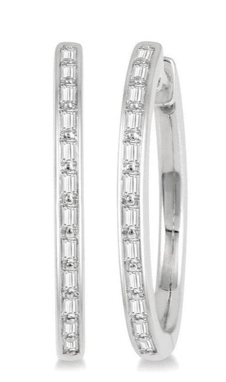 Parkplace Jewelers Baguette Diamond Hoop Earrings 627B6PPFHERWG