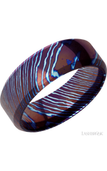 8 mm wide High Bevel Titanium Damascus band.