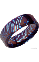 8 mm wide High Bevel Titanium Damascus band.