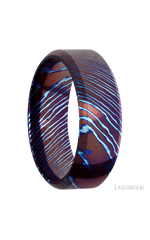 8 mm wide High Bevel Titanium Damascus band.