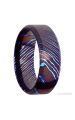 8 mm wide High Bevel Titanium Damascus band.