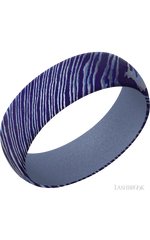 7 mm wide Domed Titanium Damascus band featuring a Crushed Orchid sleeve.