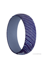 7 mm wide Domed Titanium Damascus band featuring a Crushed Orchid sleeve.