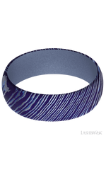 7 mm wide Domed Titanium Damascus band featuring a Crushed Orchid sleeve.