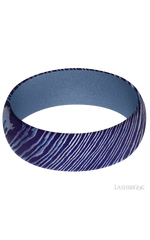 7 mm wide Domed Titanium Damascus band featuring a Crushed Orchid sleeve.