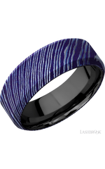 8 mm wide High Bevel Titanium Damascus band featuring a Zirconium sleeve.